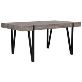 Dining Table 150 x 90 cm Dark Wood with Black ADENA