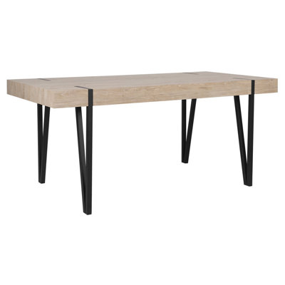 Dining Table 150 x 90 cm Light Wood with Black ADENA