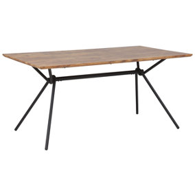 Dining Table 160 x 90 cm Dark Wood with Black AMSTERDAM