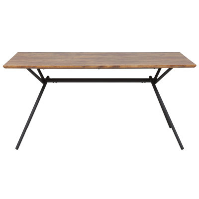 Dining Table 160 x 90 cm Dark Wood with Black AMSTERDAM