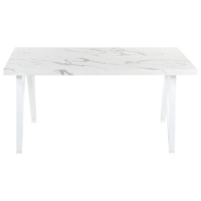 Dining Table 160 x 90 cm Marble Effect White GRIEGER