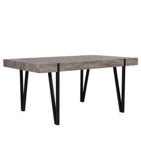 Dining Table 180 x 90 cm Dark Wood with Black ADENA