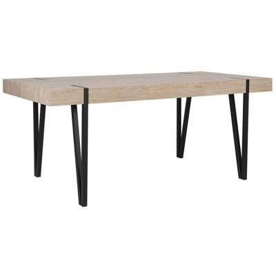 Dining Table 180 x 90 cm Light Wood with Black ADENA