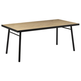 Dining Table 180 x 90 cm Light Wood with Black IVORIE