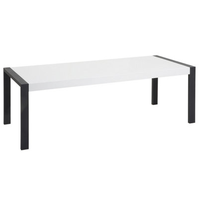 Dining Table 220 x 90 cm White with Black ARCTIC I