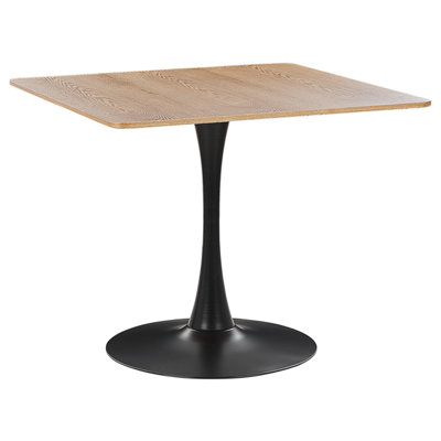 Dining Table 90 x 90 cm Light Wood with Black BOCA