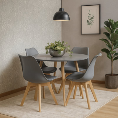 Dining Table And 4 Chairs Grey Round Table With 4 Grey Plastic Chairs ...