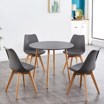 Dining Table And 4 Chairs Grey Round Table With 4 Grey Plastic Chairs ...