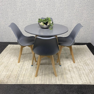 Dining Table And 4 Chairs Grey Round Table With 4 Grey Plastic Chairs ...