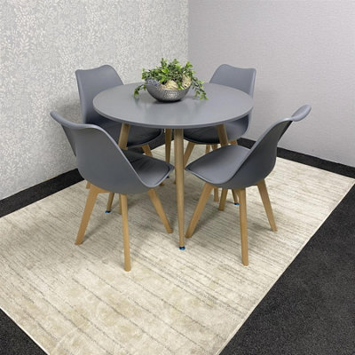 Dining Table And 4 Chairs Grey Round Table With 4 Grey Plastic Chairs ...