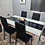Dining table and 4 Chairs set White Black wood dining  Table With 4 Black Leather Chairs  Kosy Koala