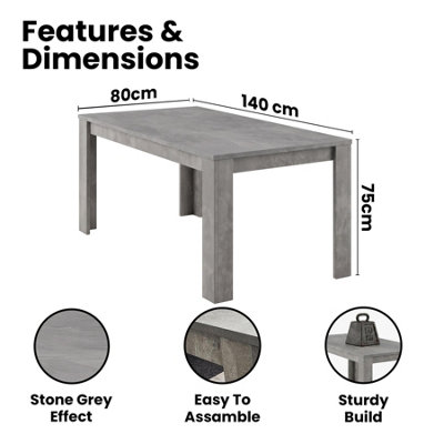 Dining Table and 4 Chairs With Bench Stone Grey Effect Wood Table 4 ...