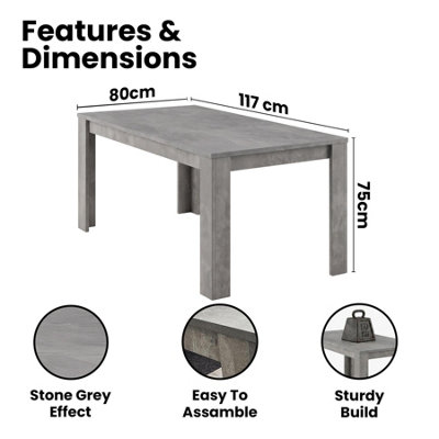 Dining Table and 4 Chairs With Bench Stone Grey Effect Wood Table 4 ...