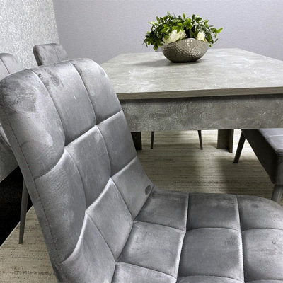 Dining Table and 4 Chairs With Bench Stone Grey Effect Wood Table ...