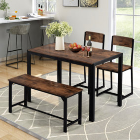Dining Table and Chairs, Bench Set Industrial style Retro Kitchen Dining Table Set