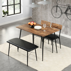Dining Table and Chairs, bench Set Industrial style Retro Kitchen Dining Table Set
