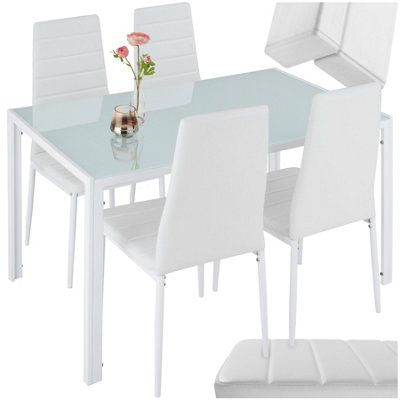Dining Table and Chairs Berlin - dining table & 4 chairs padded with faux leather - white