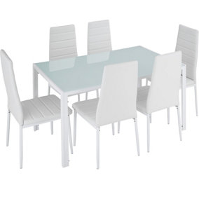 Dining Table and Chairs Brandenburg - 7-piece set - white/white