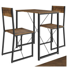 Dining Table and Chairs Margate - 3-piece set - Industrial wood dark, rustic