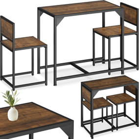 Dining Table and Chairs Milton - 3-piece set - Industrial wood dark, rustic