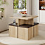 Dining Table and Chairs Set Natural Wooden Table and 4 Storage Stools Dining Set
