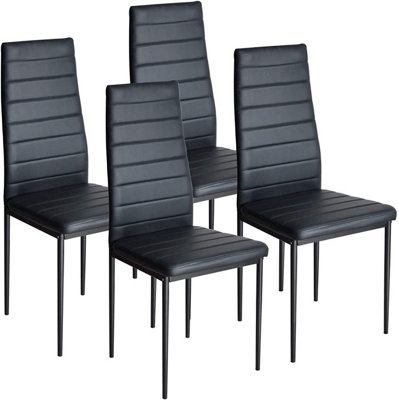 Dining Table and Chairs Set of 4 Kitchen Dining Table With 4 Chairs Glass Clear Table 4 Black Leather Chairs Kosy Koala