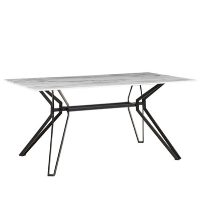 Dining Table BALLINA White 160 cm 90 cm Tempered Glass