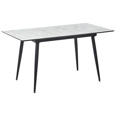 Dining Table EFTALIA White Marble 120/150 cm 80 cm