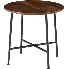 Dining Table Ennis - round with height-adjustable plastic feet - Industrial wood dark, rustic