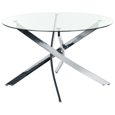 Dining Table MARAMO Silver 120 cm 120 cm Tempered Glass