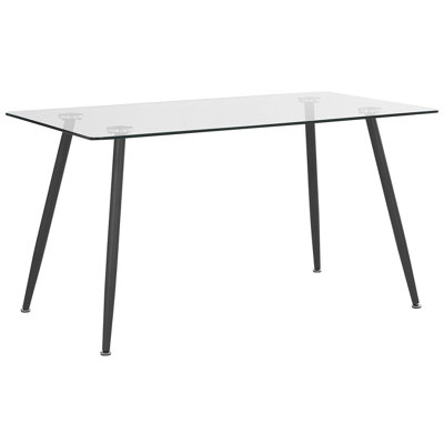 Dining Table MIDLAND Black 140 cm 80 cm Tempered Glass