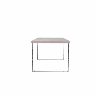 Dining Table - Pine/MDF/Metal - L140 x W90 x H75 cm - Silver Oak/Chrome
