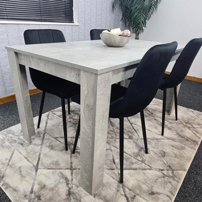 Dining Table Set Of 4 Kitchen Dining Table and 4 Black Tufted Velvet Chairs