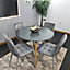 Dining Table Set Of 4 Round Grey Dining Table And 4 Grey Velvet Tufted Chairs For Kitchen Room Dining Room