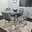 Dining Table Set Of 4 Round Grey Dining Table And 4 Grey Velvet Tufted Chairs For Kitchen Room Dining Room