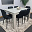 Dining Table Set Of 6, Grey Kitchen Dining Table and 6 Black Tufted Velvet Chairs