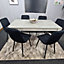 Dining Table Set Of 6, Grey Kitchen Dining Table and 6 Black Tufted Velvet Chairs