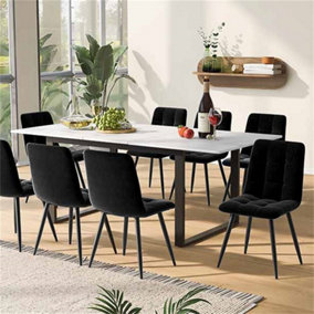 Dining Table Telescopic Table, 140/180x80x75cm, Iron Metal Legs & Square Tube Legs, Dual Use for Home & Office 