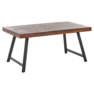 Dining Table WARTON Dark Brown 160 cm 90 cm Pine Wood