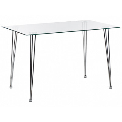 Dining Table WINSTON Silver 120 cm 70 cm Tempered Glass