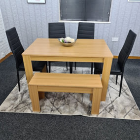 Dining Table With 4 Chairs And A Bench Kitchen Dining Set For 6 Oak Effect Wood Table Set