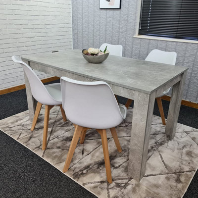 KOSY KOALA Grey Dining Table Set Of 6 - Kitchen Table With 6 Tufted Velvet Chairs (140x80cm)