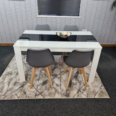 Dining Table With 4 Chairs, Dining Table Room Set 4, kitchen set of 4, White Black Table, 4 Grey Tulip Chairs, Kosy Koala