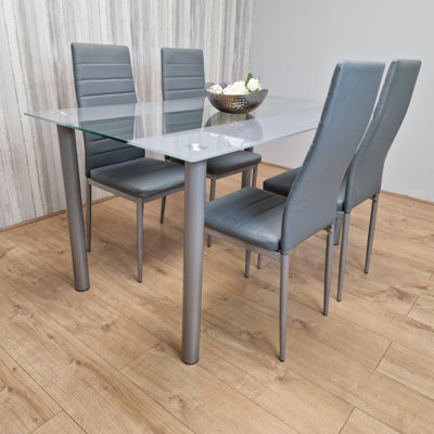Dining Table With Chairs Glass Grey Kitchen Dining Table and