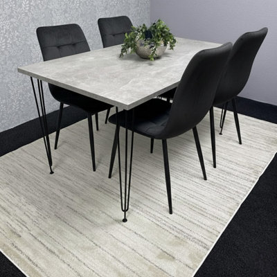 Dining Table With 4 Chairs Modern Grey Dining Table Set With 4 Black ...
