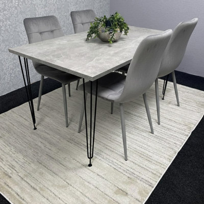 Dining Table With 4 Chairs Modern Grey Dining Table Set With 4 Grey ...