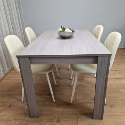 Dining Table With 4 Cream Stitched Chairs Kitchen Dining Table for 4 ...