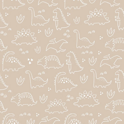Dinky Dinos Wallpaper in Neutral