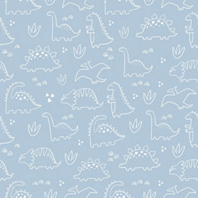 Dinky Dinos Wallpaper In Pale Blue
