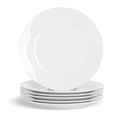 Dinner Set 12 Piece White Porcelain Plates Bowls Dinnerware Rim